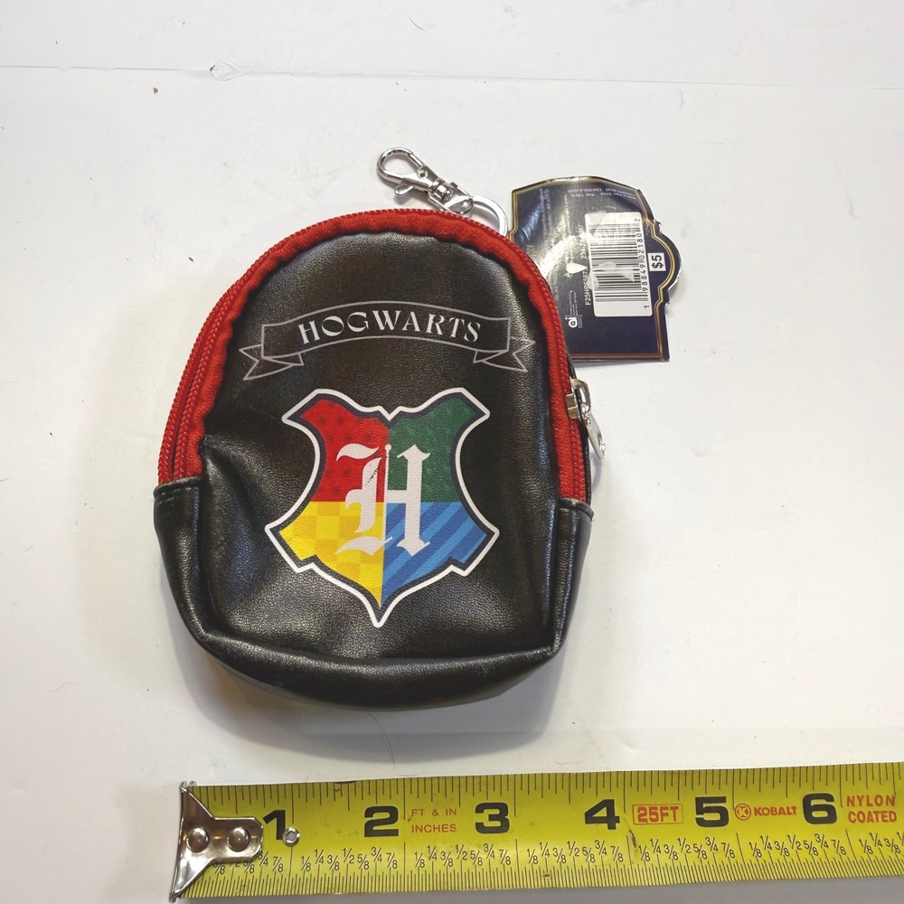 Harry Potter Hogwarts Crest Mini Backpack Keychain Coin Purse Black Red New